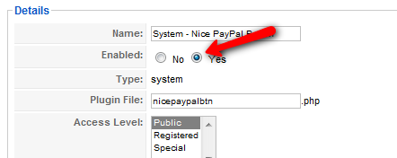 enable the Nice Paypal Button Plugin